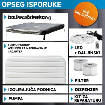 Hidromasažni bazen s čvrstom stijenkom MSpa Oslo za 6 osoba 850 L (Hidromlaznice)-5